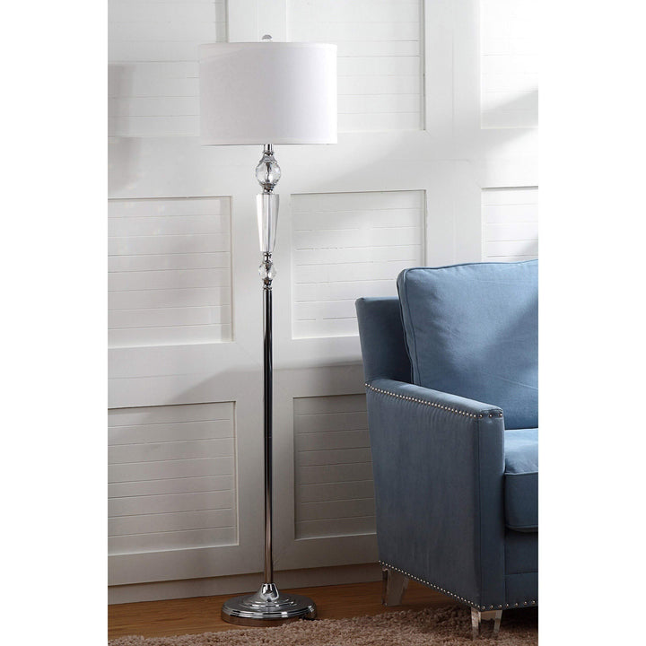 60-inch Crystal Floor Lamp Clear Traditional Chrome Bulbs Included