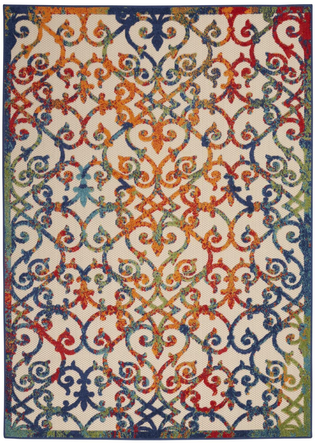 Nourison Aloha Indoor/Outdoor Multicolor 9'6" x 13' Area Rug Transitional French 9'6" x 13' - Multi