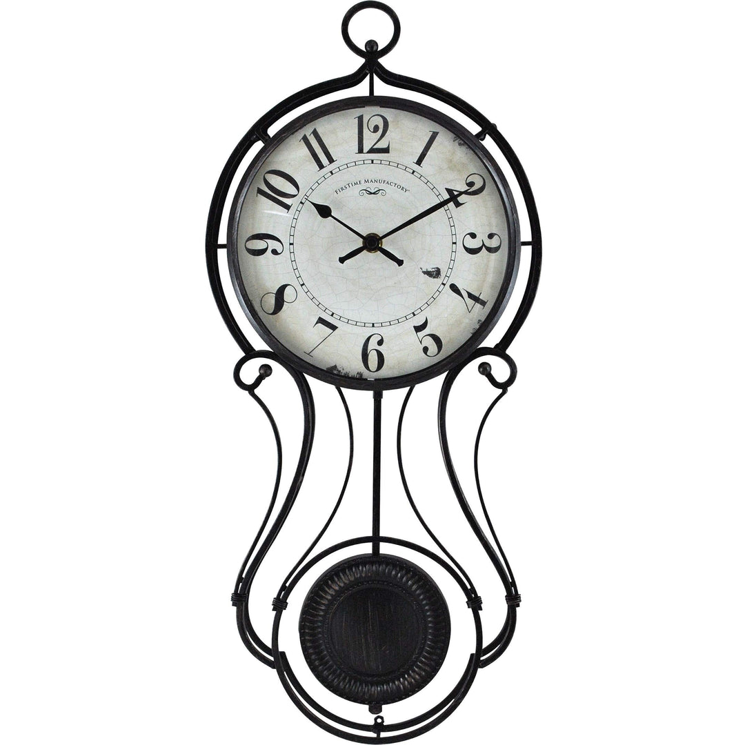 Pendulum Wall Clock American Crafted Black Metal 9.1 X 2.36 20 in -