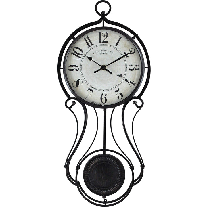 Pendulum Wall Clock American Crafted Black Metal 9.1 X 2.36 20 in -