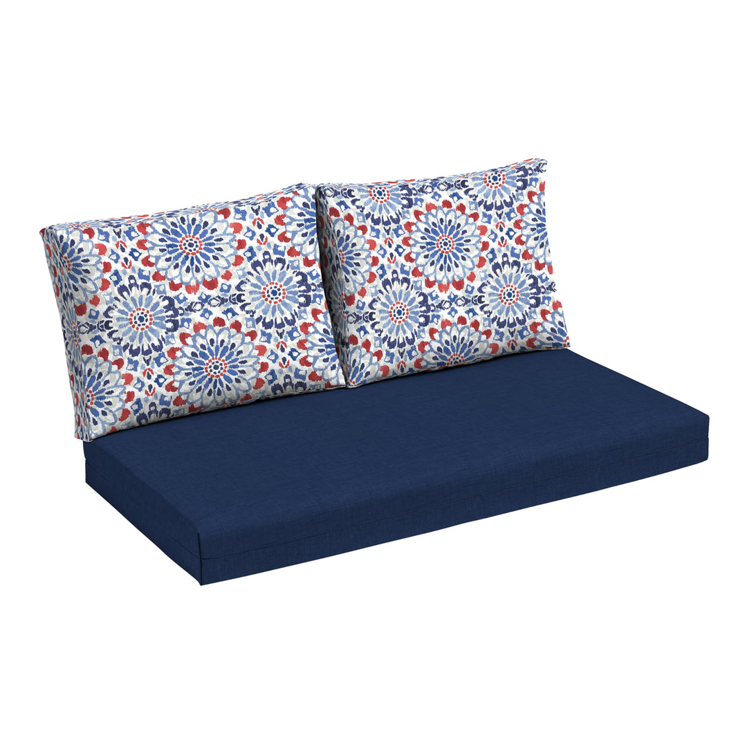 Arden Selections Outdoor Loveseat Cushion Set 48 x 24 Water repellent Fade Clark Blue