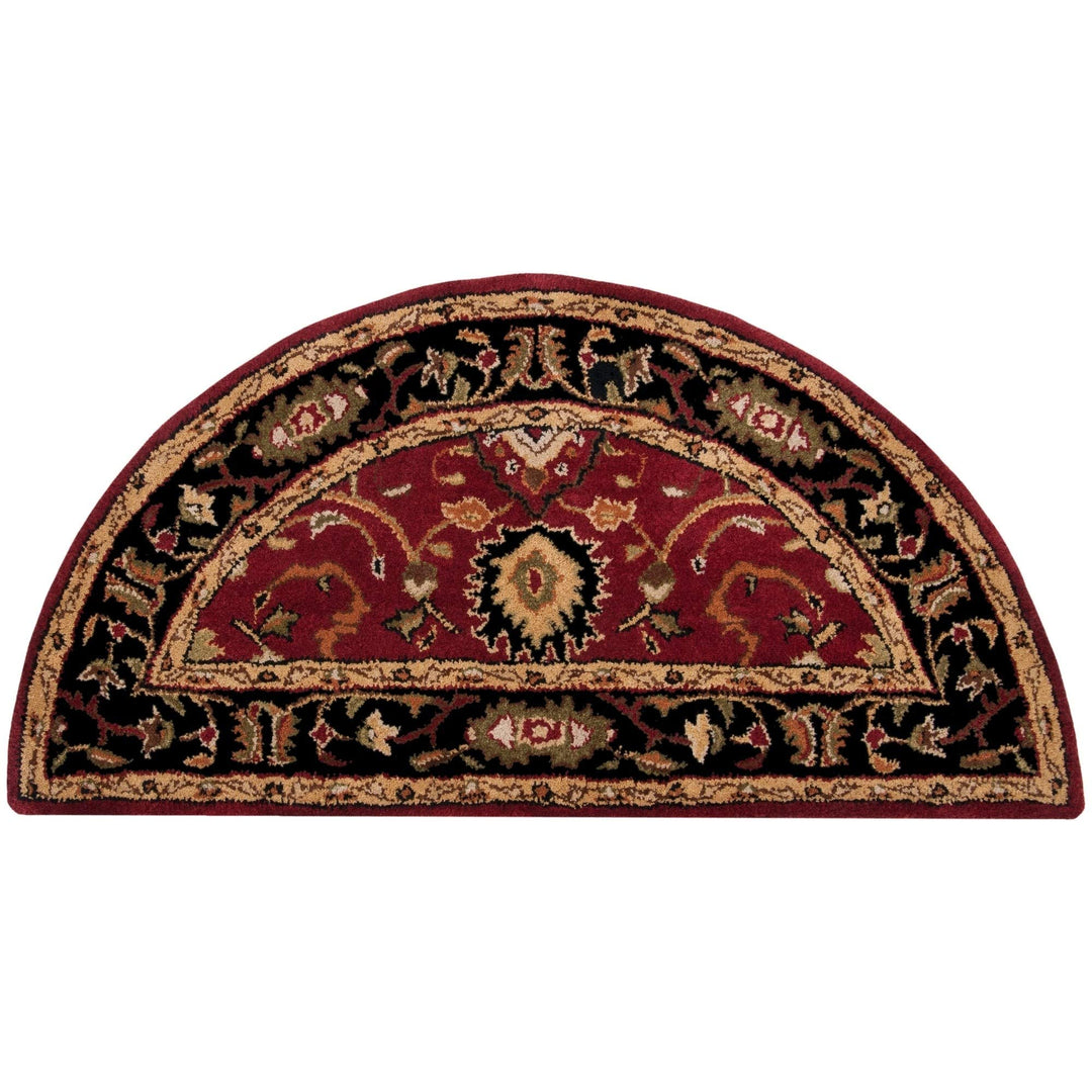 Burgundy Semicircle Rug Dark Red Black Border Half Circle Hearth Rug Farmhouse 2' x 4' hearth - Burgundy/Black