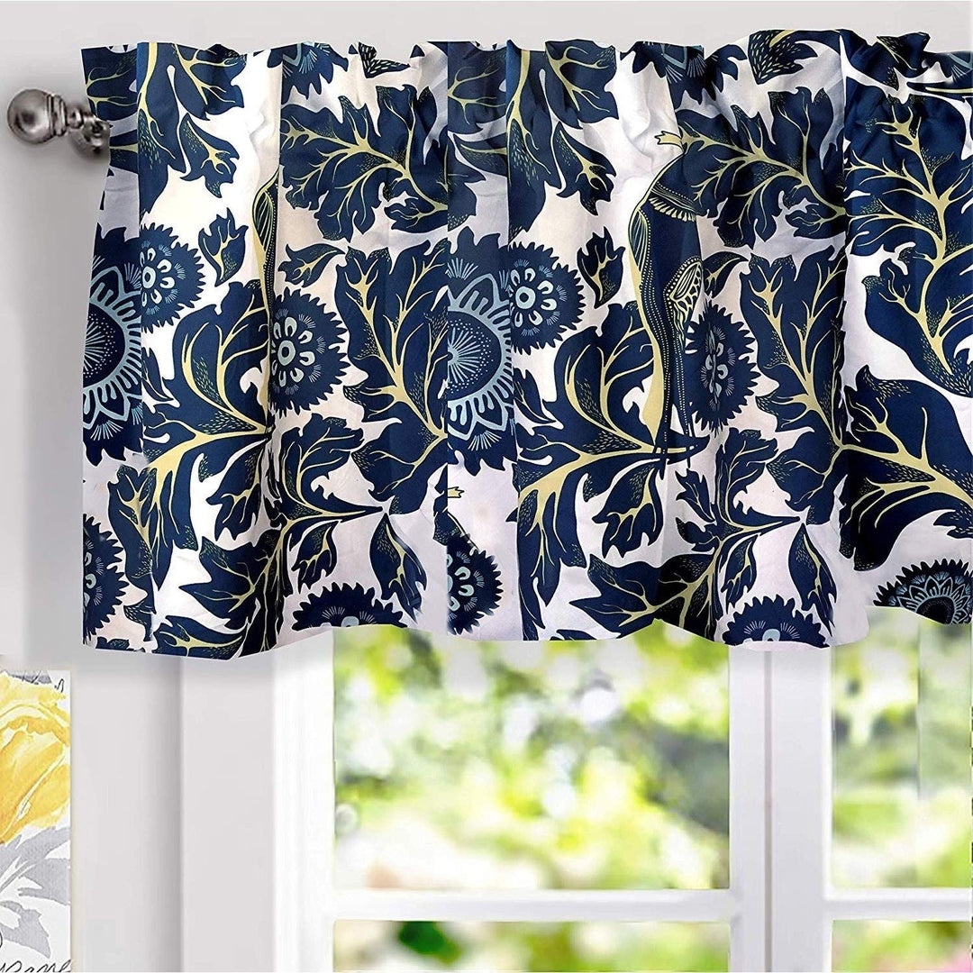 Floral Thermal-Insulated Window Valance Blue Navy Modern Contemporary 100%