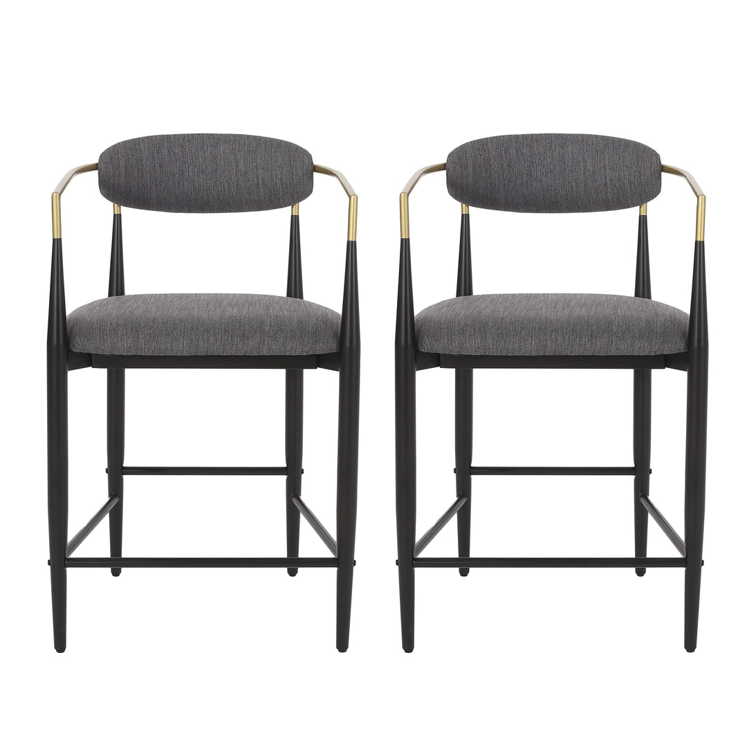 Christopher Knight Home Elmore 25 Inch Counter Stools - Charcoal/Black/Gold (Set