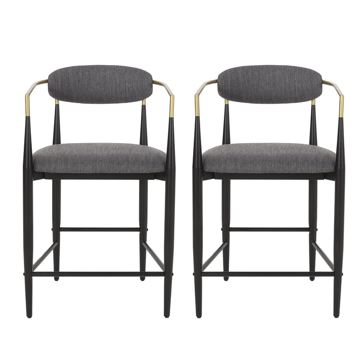 Christopher Knight Home Elmore 25 Inch Counter Stools - Charcoal/Black/Gold (Set