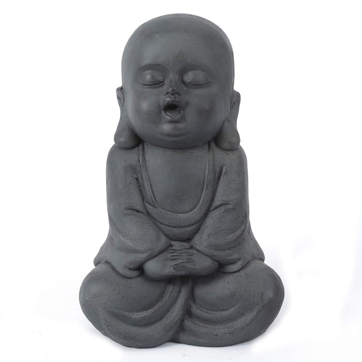 Meditating Buddha Garden Statue Grey Oriental Magnesium Oxide Handmade