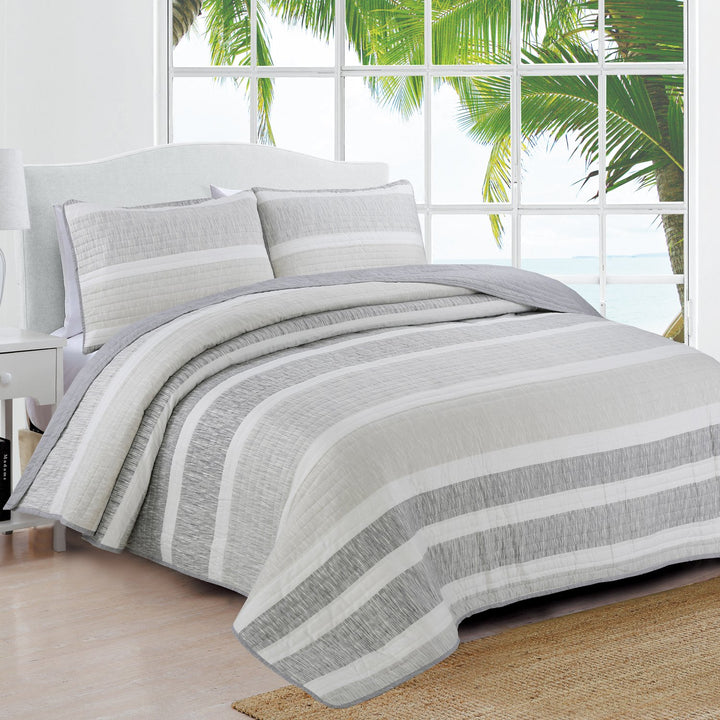 Estate Brand Delray Microfiber Quilt Bedding Set Gray Twin Size (167704) Grey - Twin