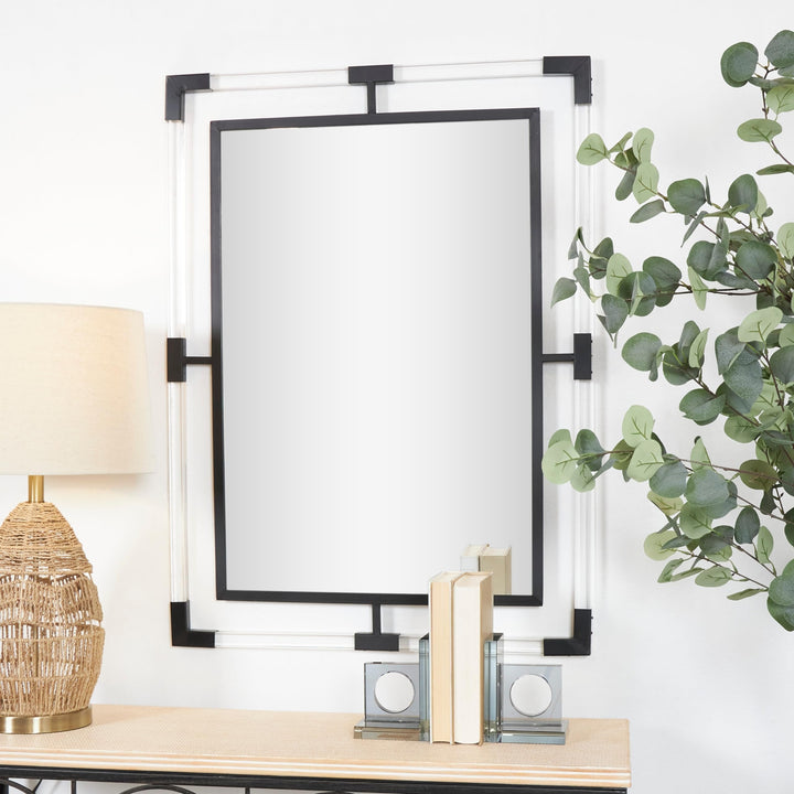 Black Metal Double Framed Wall Mirror with Acrylic Frame