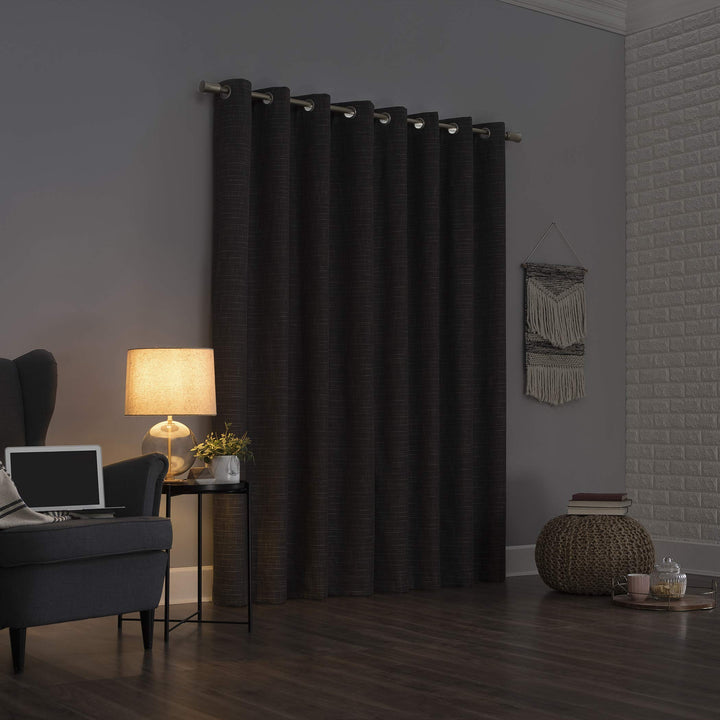 Sun Zero Brooks Burlap Weave Thermal Extreme Total Blackout Grommet Curtain