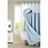 Blue Shower Curtain with Detachable Liner Sky Blue Solid Color Shower Drape