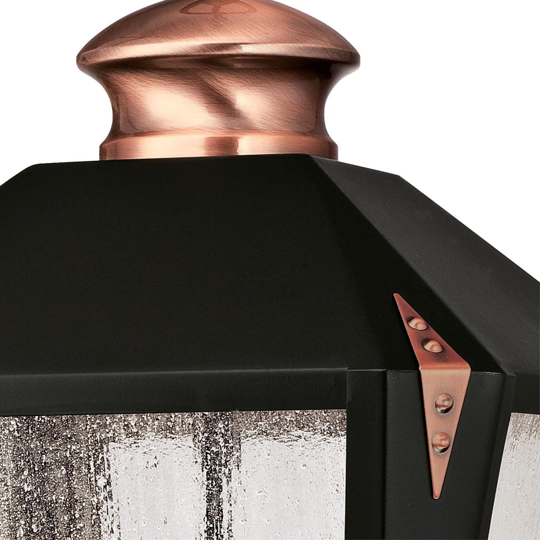 Three-light Outdoor Matte Black Finish with Washed Copper Accents and Clear