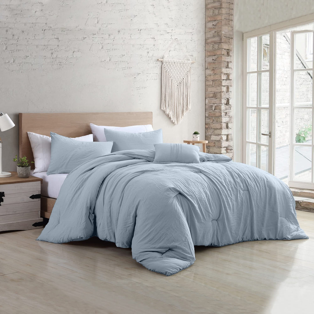 Modern Threads - Comforter Set - Down lternative Brushed Microfiber - Elegant Light Blue - King