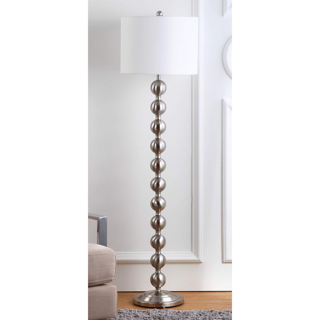 59-inch Reflections Stacked Ball Nickel Floor Lamp White Modern Contemporary