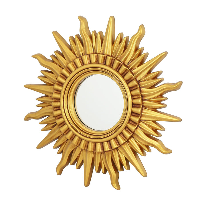 30-inch Art Gold Sunburst Round Framed Decorative Wall Mirror 2.5 in. D X 28.5 W - Diamond Home USA