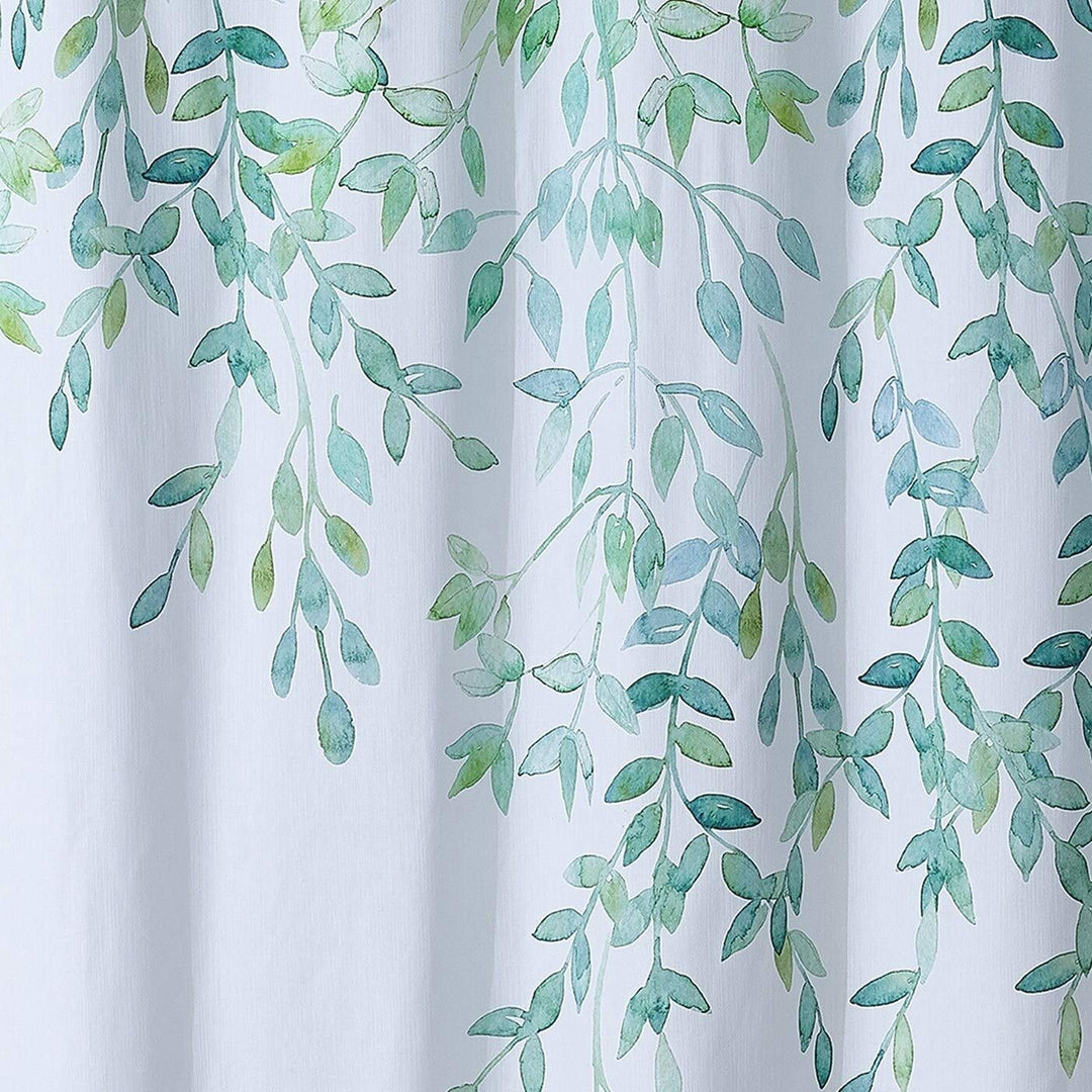 Shower Curtain White Botanical Modern Contemporary Cotton Blend