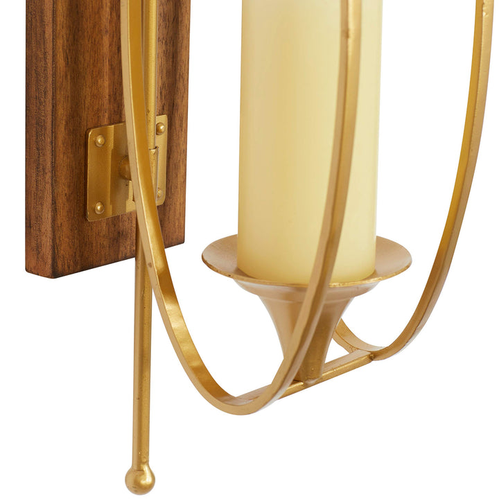 Glam Gold Metal and Wood Wall Sconce 24 X 6 8 Brown