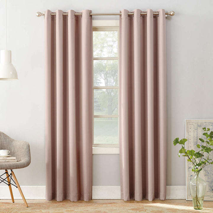 Sun Zero Barrow Energy Efficient Grommet Curtain Single Panel 54 x 108 - Blush