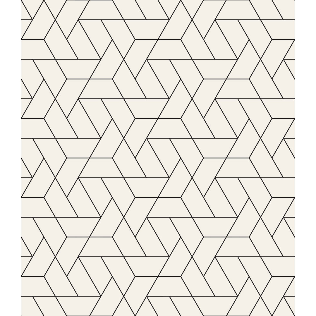 Geometrical Removable Wallpaper 10'ft H X 24''inch W Cream Geometric Modern