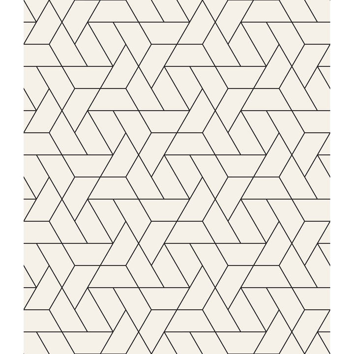 Geometrical Removable Wallpaper 10'ft H X 24''inch W Cream Geometric Modern