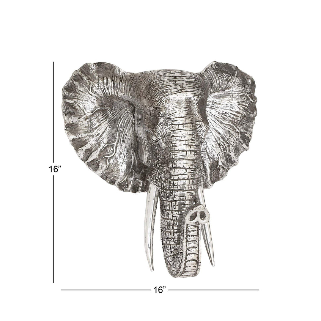 Silver Elephant Plaque Hanging African Decor for Office Safari Sculpture Wall