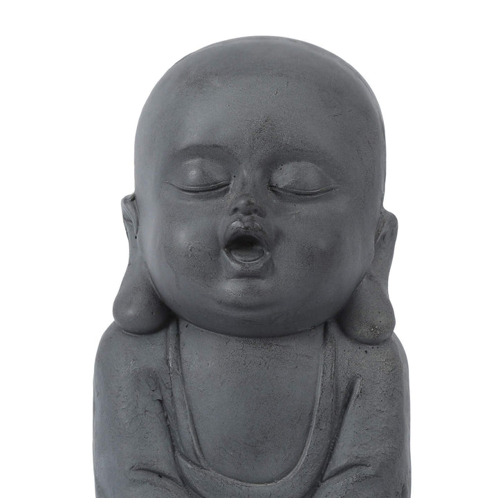 Meditating Buddha Garden Statue Grey Oriental Magnesium Oxide Handmade