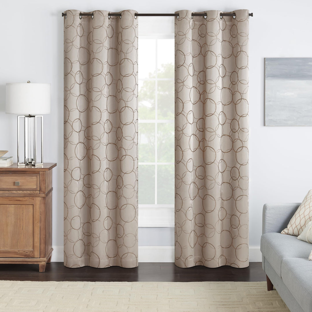 ECIPSE Meridian Modern Blackout Thermal Grommet Window Curtain for Bedroom or 84 Inches - Linen