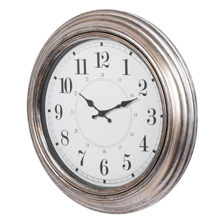 Round Wall Clock 20 Inches Silver Plastic