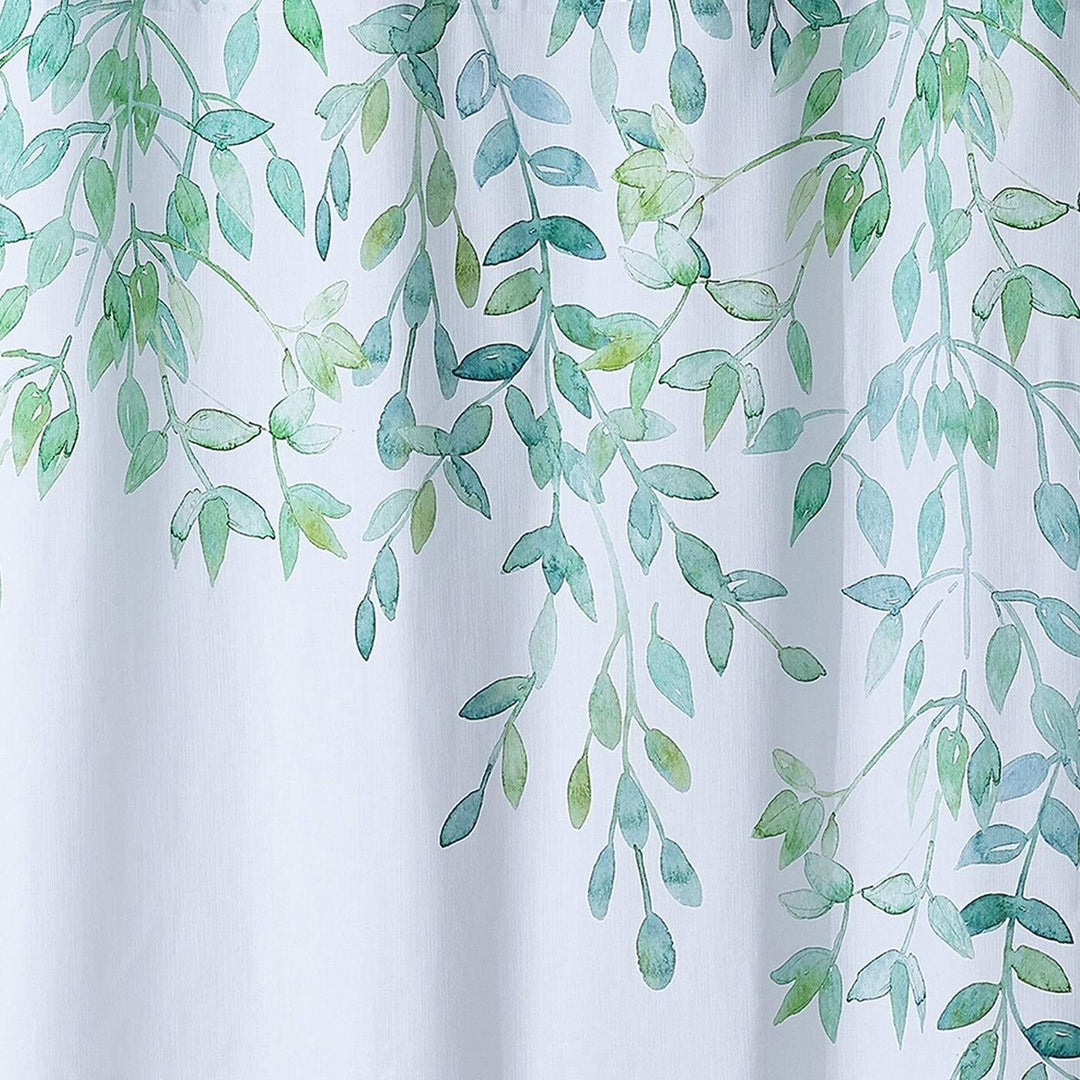 Shower Curtain White Botanical Modern Contemporary Cotton Blend