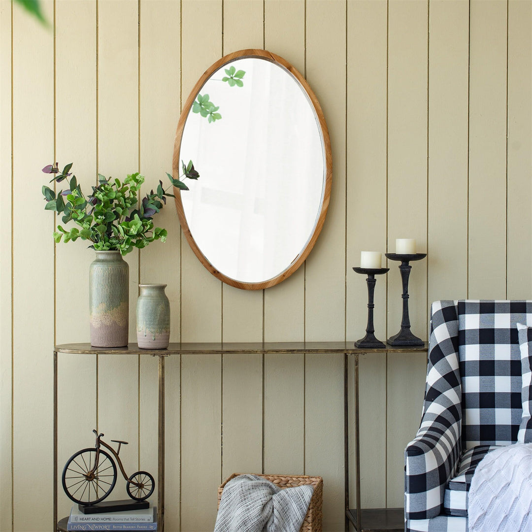 Wall Mirror with Wood Frame Brown