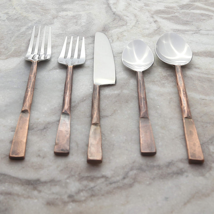 20-piece Copper Antique 4-person Flatware Set Modern Contemporary Stainless