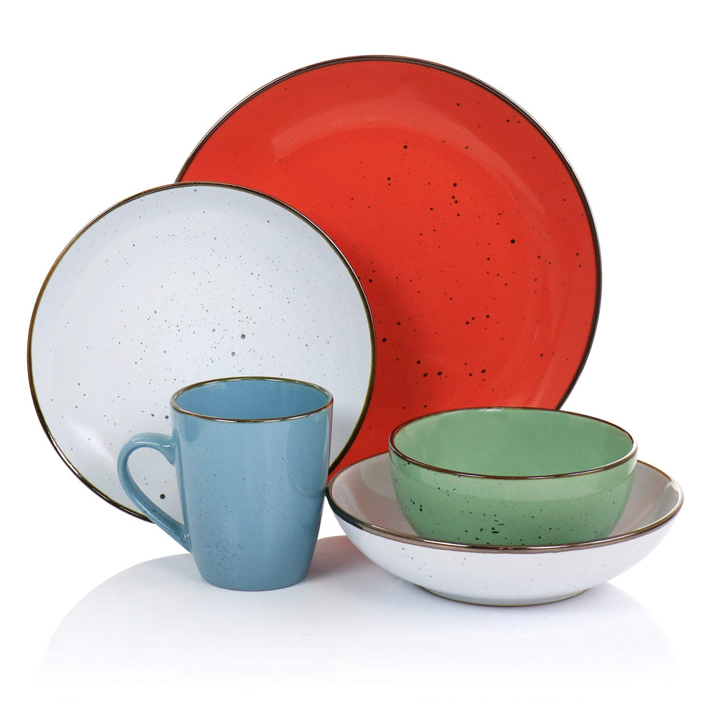 20 Pc Round Stoneware Dinnerware Set in Assorted Colors Multi Color Textured - Diamond Home USA