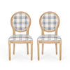 Christopher Knight Home Phinnaeus Dining Chair Set Set of 2 Fabric Dark Blue Dark Blue Plaid + Light Beige + Natural