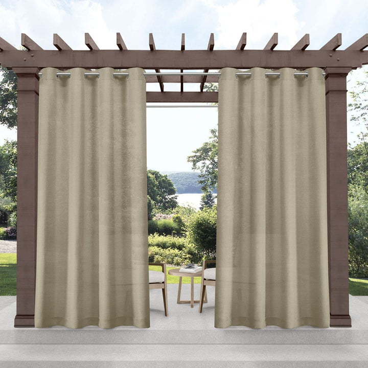 Exclusive Home Miami Semi-Sheer Textured Indoor/Outdoor Grommet Top Curtain 54x84 - Taupe