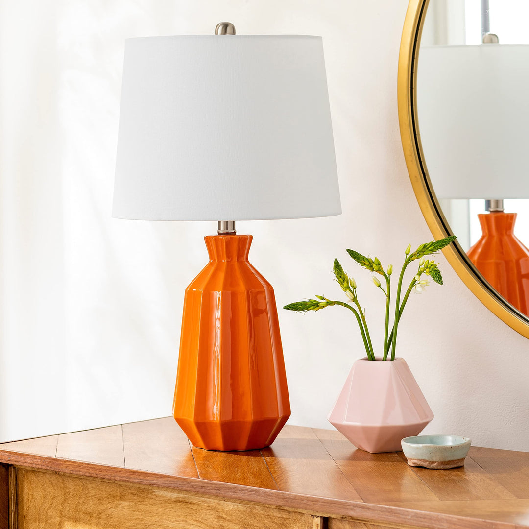 Modern Ceramic Table Lamp 24" h X 13" w 13" d Orange Contemporary 24"H x 13"W x 13"D - Orange