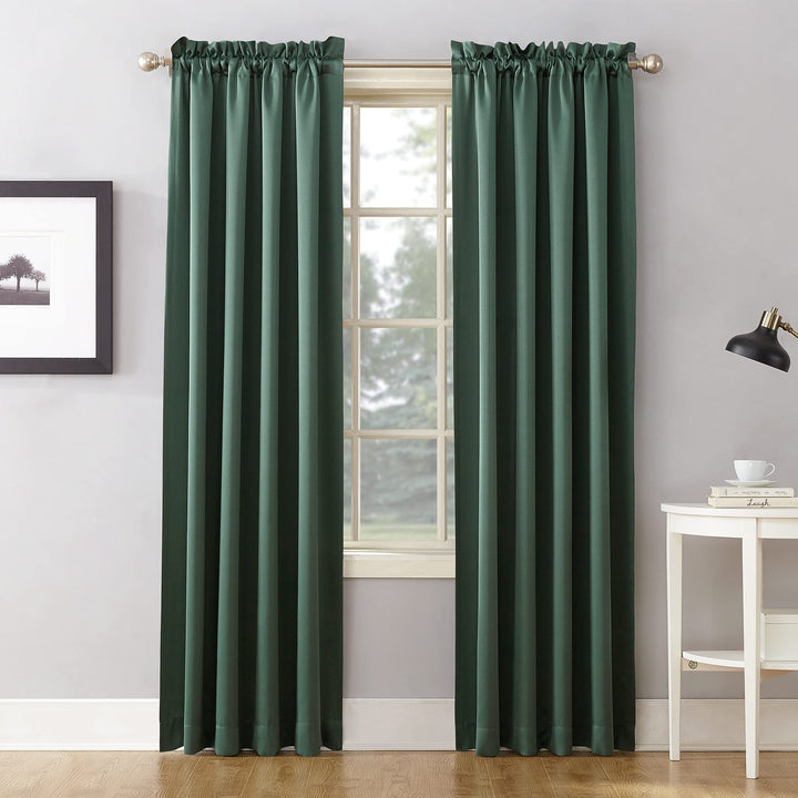 Sun Zero Barrow Energy Efficient Rod Pocket Curtain Single Panel 54 x 95 - everglade