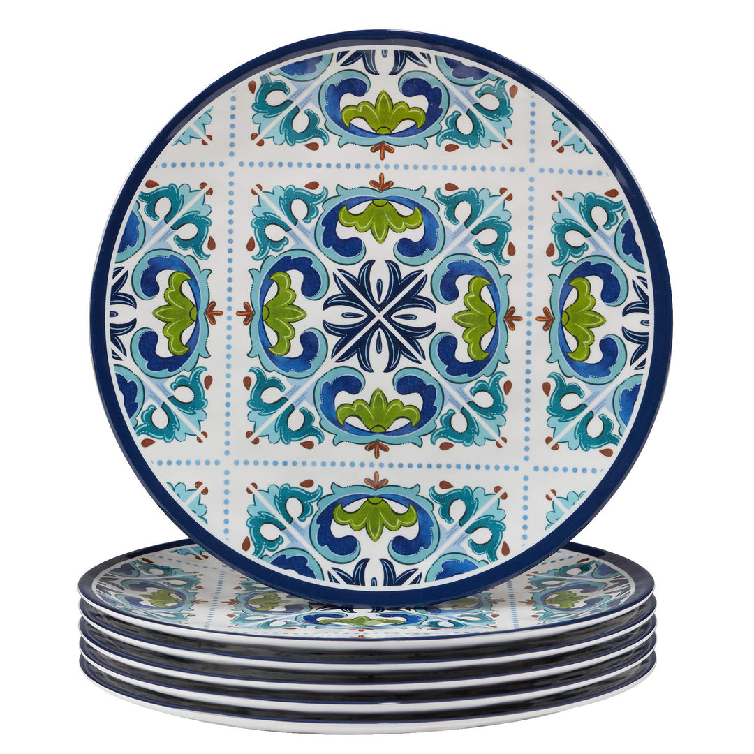 Certified International Mosaic Melamine 11" Dinner Plates Set of 6 Multicolor