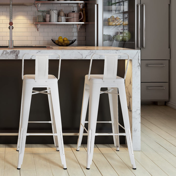 AC Pacific Modern Industrial Metal Bar Stools with Stylish Low Back Matte Finish distressed