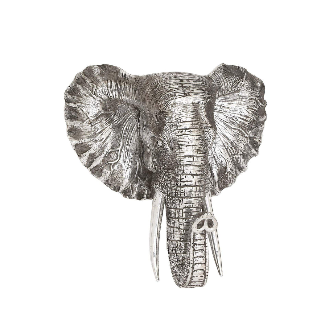 Silver Elephant Plaque Hanging African Decor for Office Safari Sculpture Wall