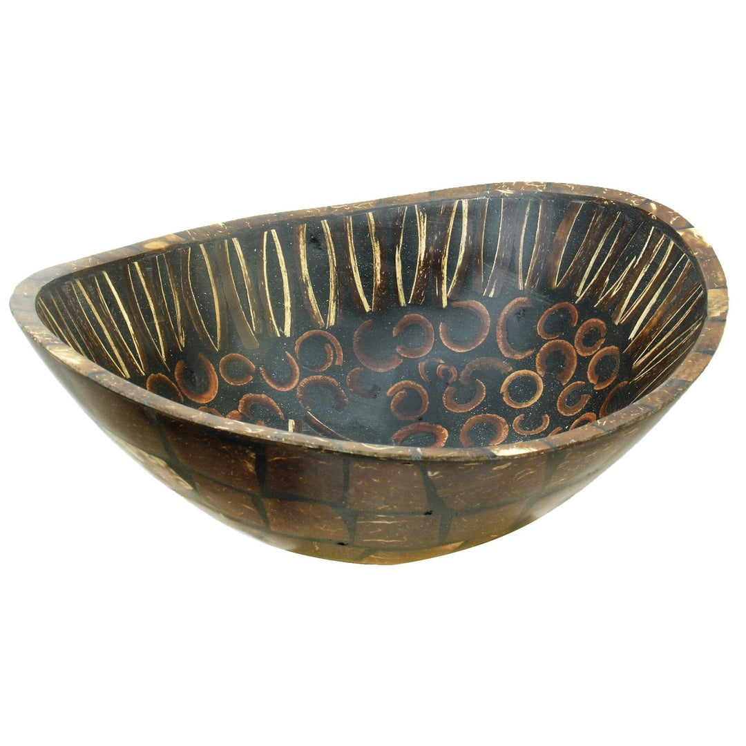 Handmade Natural Cinnamon And Coconut Shell Bowl (Indonesia) - White Brown