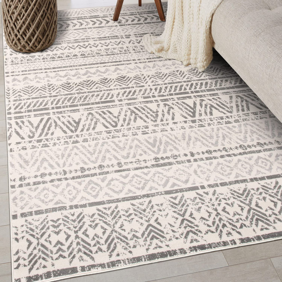 Rugshop Geometric Boho Rug Perfect for high traffic areas of your Living Room 3'3" x 5' - Gray