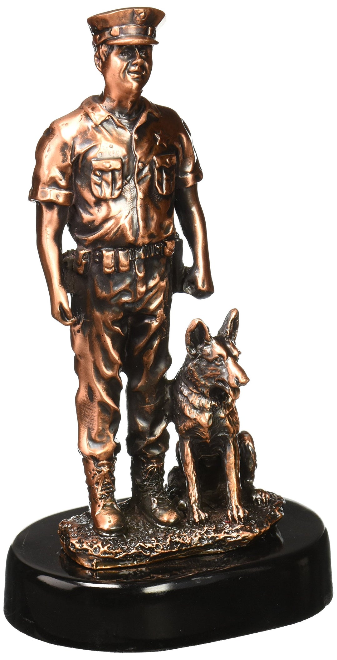 StealStreet SS-BA-DC1489AT 8 Inch Bronze Police Officer with Trained Dog on Duty