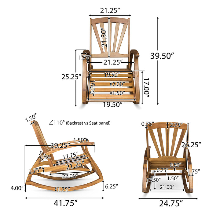 Christopher Knight Home Alva Outdoor Acacia Wood Rocking Chair with Footrest Finish