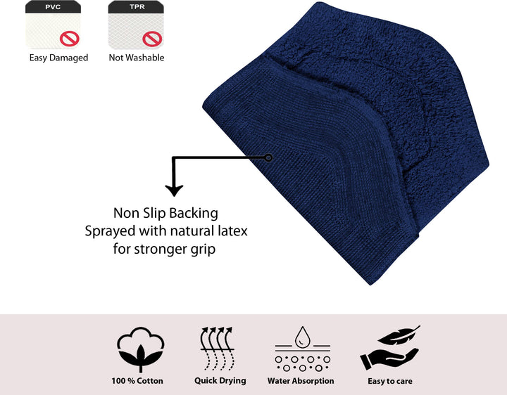 Home Weavers Waterford Collection 100% Cotton Tufted Bath Rug Extra Soft and Navy