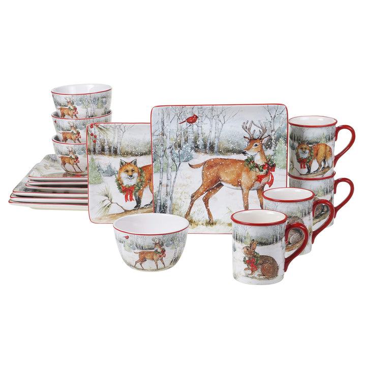 Certified International Winter Forest 16pc Dinnerware Set Service for 4