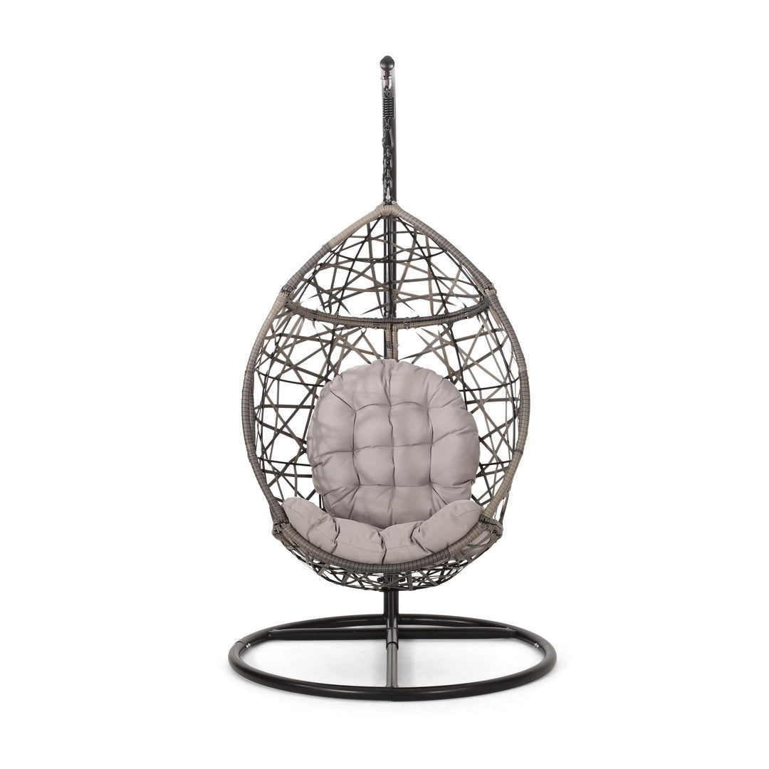 CHRISTOPHER KNIGHT HOME Tammy Outdoor Wicker Tear Drop Hanging Chair Gray and