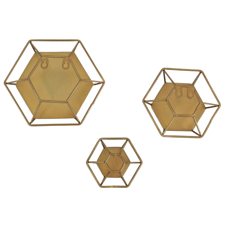 Hexagonal Hexagon Mirror Wall Mounted Mirrors Hanging Vertical Modern Gold Metal