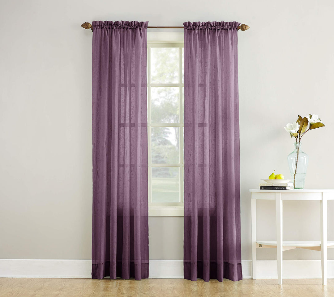 No. 918 Erica Crushed Voile Sheer Rod Pocket 1-Piece Curtain Panel, Single Panel