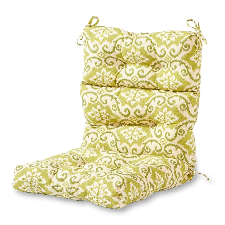 Cocoa Beach 22-inch X 44-inch Outdoor High Back Chair Cushion Green White Ikat