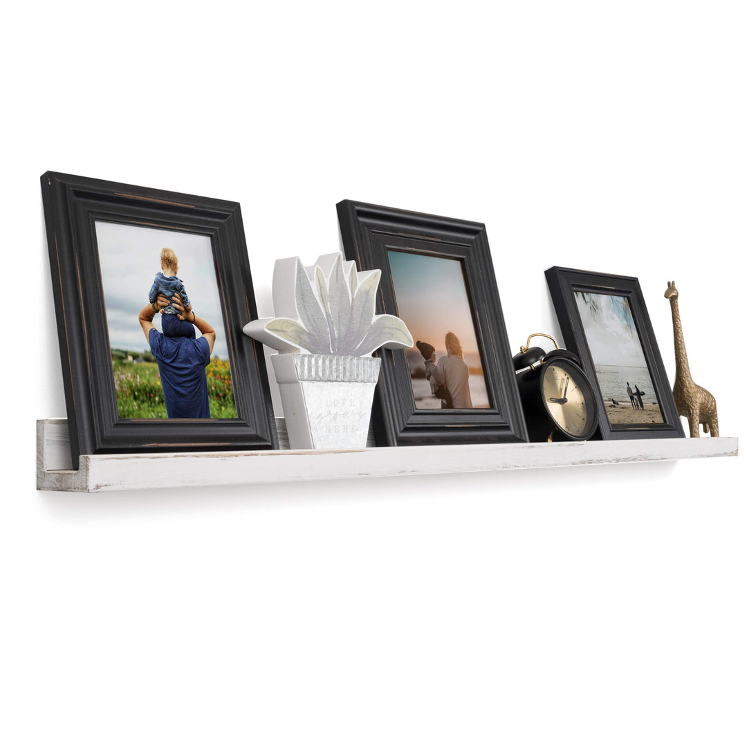 Rustic State Ted Wall Mount Narrow Picture Ledge Shelf Photo Frame Display - Burnt White