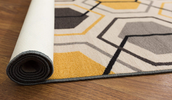 Rugshop Contemporary Geometric Stripe Non-Slip Area Rug